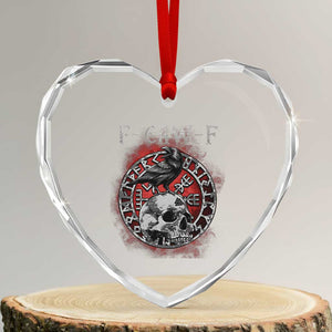 Funny F Caw F Viking Crow Heart Crystal Glass Ornament Vegvisir Black Bird Gothic Skull Adult Humor TS11 Transparent Glass 3'' Heart Print Your Wear