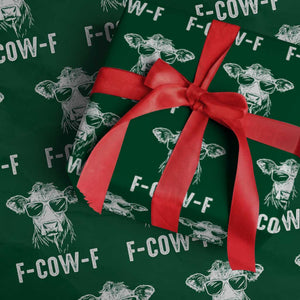 Funny F-Cow-F Cow Attitude Meme Wrapping Paper Roll Subtle Sass Farm Fresh Humor TS02 Green Print Your Wear