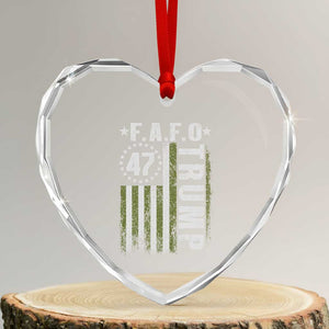 Funny Fafo Heart Crystal Glass Ornament President 47 FDT American Flag TS10 Transparent Glass 3'' Heart Print Your Wear
