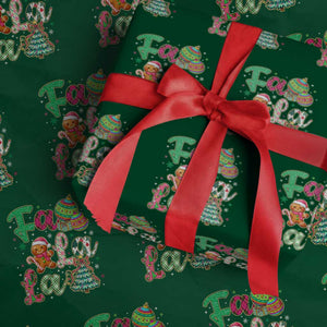 Funny Falala Christmas Song Faux Glitter Gingerbread Wrapping Paper Roll TS11 Green Print Your Wear