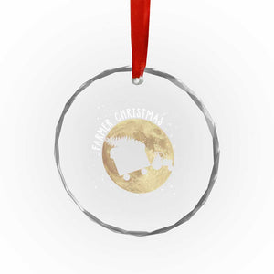 Funny Farmer Christmas Crystal Glass Ornament Xmas Santa Farm Tractor Moon TS11 Print Your Wear