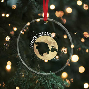 Funny Farmer Christmas Crystal Glass Ornament Xmas Santa Farm Tractor Moon TS11 Print Your Wear