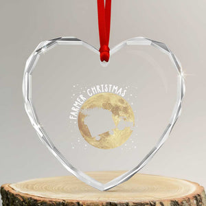Funny Farmer Christmas Heart Crystal Glass Ornament Xmas Santa Farm Tractor Moon TS11 Transparent Glass 3'' Heart Print Your Wear