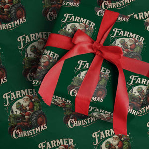 Funny Farmer Christmas Xmas Santa Farm Tractor Wrapping Paper Roll TS11 Green Print Your Wear
