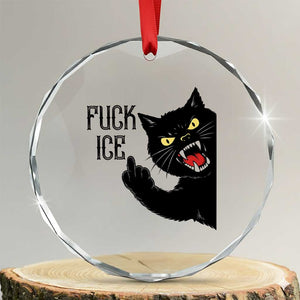 Funny Fck Ice Black Cat Crystal Glass Ornament Resist Minneapolis Political TS12 Transparent Glass 3'' Circle Print Your Wear
