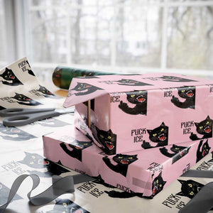 Funny Fck Ice Black Cat Wrapping Paper Roll Resist Minneapolis Political TS12 Light Pink Print Your Wear