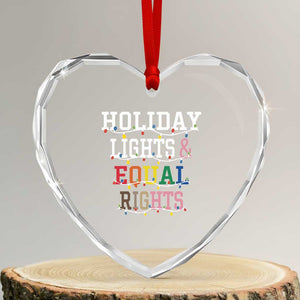 Funny Feminist LGBT Xmas Heart Crystal Glass Ornament Holiday Lights And Equal Rights Led Lights TS11 Transparent Glass 3'' Heart Print Your Wear