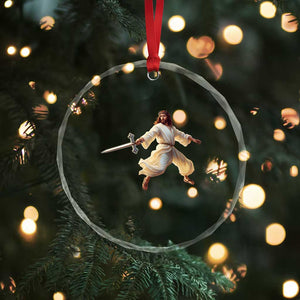 Funny Fencing Jesus Crystal Glass Ornament Combat Sport Christan Lover TS14 Print Your Wear