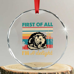 Funny First Of All I Am A Delight Crystal Glass Ornament Retro Angry Opossum TS11 Transparent Glass 3'' Circle Print Your Wear
