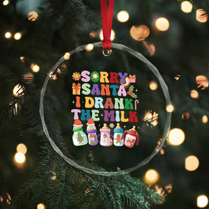 Funny First Xmas Crystal Glass Ornament Sorry Santa I Drank The Milk Retro Baby Bottle TS11 Print Your Wear