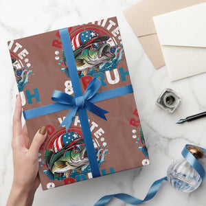 Funny Fishing Wrapping Paper Roll Red White Bruh Fisherman Gift American Flag TS10 Mocha Print Your Wear