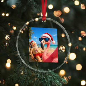 Funny Flamingo Beach Selfie Crystal Glass Ornament Christmas in July TS14 Print Your Wear