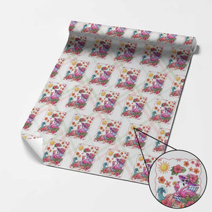 Funny Flamingo Tropical Floral Summer Vacation Graphic Wrapping Paper Roll