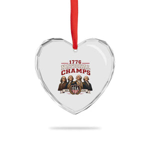 Funny Founding Fathers USA 250th Anniversary Heart Crystal Glass Ornament 1776 Championship Parody American Flag Vintage Patriotic Humor