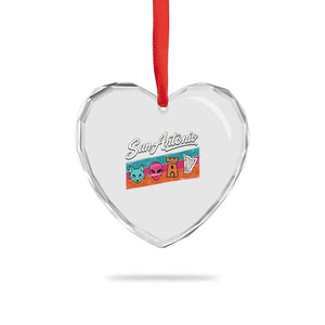 Funny Fox Alien Castle Harper Meme Heart Crystal Glass Ornament San Antonio Texas Pride Sports Fan