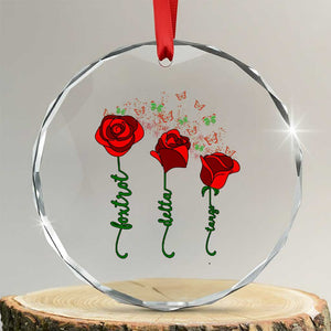 Funny Foxtrot Delta Tango Crystal Glass Ornament Vintage Rose Flowers Butterfly - Print Your Wear