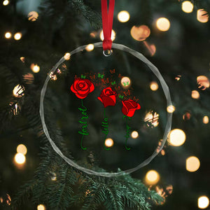 Funny Foxtrot Delta Tango Crystal Glass Ornament Vintage Rose Flowers Butterfly - Print Your Wear