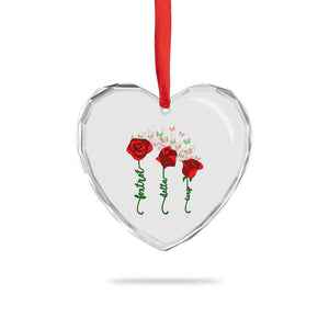 Funny Foxtrot Delta Tango Heart Crystal Glass Ornament Vintage Rose Flowers Butterfly - Print Your Wear