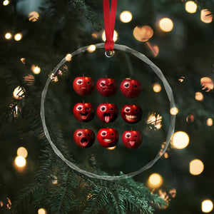 Funny Freaky Apple Faces Meme Graphic Crystal Glass Ornament Surreal Weird AI Fruit Emotions TS02 Print Your Wear