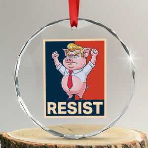 Funny Freedom Pig Resistance Movement Political Satire Meme Gift Crystal Glass Ornament TS12 Transparent Glass 3'' Circle Print Your Wear