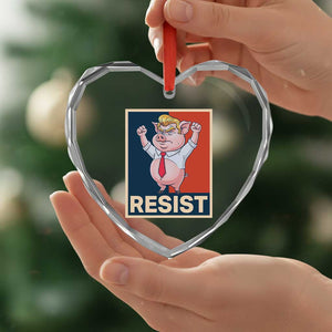 Funny Freedom Pig Resistance Movement Political Satire Meme Gift Heart Crystal Glass Ornament - Print Your Wear