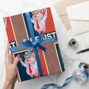 Funny Freedom Pig Resistance Movement Political Satire Meme Gift Wrapping Paper Roll TS12 Mocha Print Your Wear
