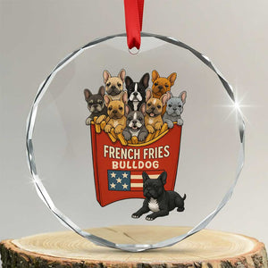 Funny French Fries Bulldog Crystal Glass Ornament Dog Lover Gift TS12 Transparent Glass 3'' Circle Print Your Wear