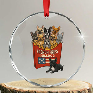 Funny French Fries Bulldog Crystal Glass Ornament Dog Lover Gift TS12 Transparent Glass 3'' Circle Print Your Wear