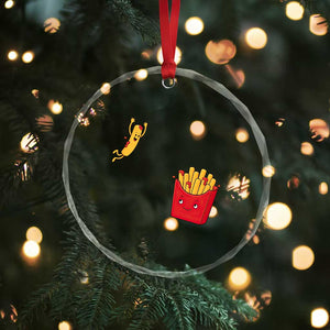 Funny French Fry Jumping Into Fries Box Crystal Glass Ornament Fast Food Lover