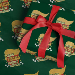 Funny Fries Wrapping Paper Roll Make Fries Great Again Checkered TS10 Green Print Your Wear
