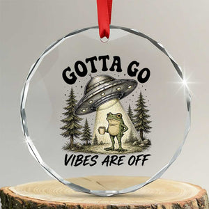 Funny Frog Alien Abduction Crystal Glass Ornament Gotta Go Vibes Are Off UFO Forest