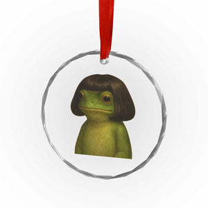 Funny Frog Bob Haircut Meme Crystal Glass Ornament Silly Toad Trends TS10 Print Your Wear