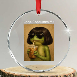 Funny Frog Bob Haircut Rage Consumes Me Crystal Glass Ornament Renaissance Painting Meme