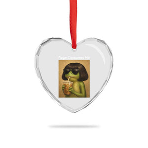 Funny Frog Bob Haircut Rage Consumes Me Heart Crystal Glass Ornament Renaissance Painting Meme