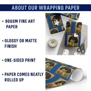 Funny Frog Bob Haircut Renaissance Painting Meme Wrapping Paper Roll
