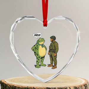 Funny Frog Bruh Resist Meme Heart Crystal Glass Ornament Free Portland Oregon Political Satire TS02 Transparent Glass 3'' Heart Print Your Wear