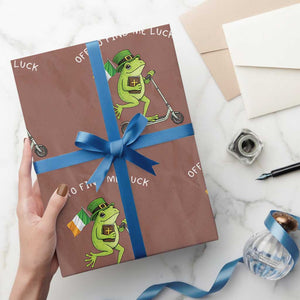 Funny Frog Christian St Patricks Day Wrapping Paper Roll Off To Find Me Lucky TS14 Mocha Print Your Wear