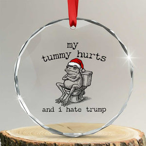 Funny Frog Christmas Crystal Glass Ornament My Tummy Hurts And I Hate Trump TS14 Transparent Glass 3'' Circle Print Your Wear