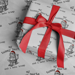 Funny Frog Christmas Wrapping Paper Roll My Tummy Hurts And I Hate Trump TS14 White Print Your Wear
