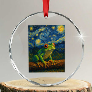 Funny Frog Crystal Glass Ornament Van Gogh Style Starry Night TS12 Transparent Glass 3'' Circle Print Your Wear