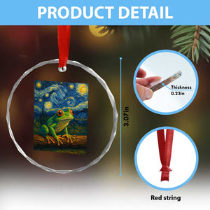 Funny Frog Crystal Glass Ornament Van Gogh Style Starry Night TS12 Print Your Wear