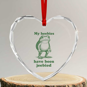 Funny Frog Heart Crystal Glass Ornament My Heebies Have Been Jeebied Weirdcore Meme TS10 Transparent Glass 3'' Heart Print Your Wear