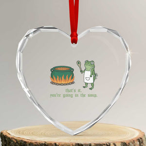 Funny Frog Heart Crystal Glass Ornament Thats It You're Going In The Soup Weird Weirdcore Meme TS10 Transparent Glass 3'' Heart Print Your Wear