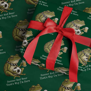 Funny Frog Lover Wrapping Paper Roll Soccer And Beer That Is Why I Am Here TS12 Green Print Your Wear
