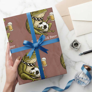 Funny Frog Lover Wrapping Paper Roll Soccer And Beer That Is Why I Am Here TS12 Mocha Print Your Wear