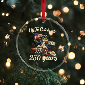 Funny Frog Off To Celebrate 250 Years Of Freedom Crystal Glass Ornament Patriotic Gift TS12 Print Your Wear