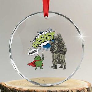 Funny Frog Protest Comic Graphic Crystal Glass Ornament Ribbit Resist Stand Against TS02 Transparent Glass 3'' Circle Print Your Wear