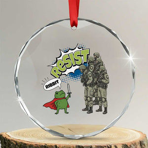 Funny Frog Protest Comic Graphic Crystal Glass Ornament Ribbit Resist Stand Against - Print Your Wear