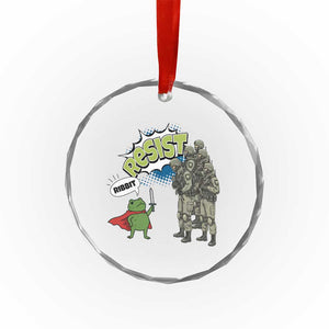 Funny Frog Protest Comic Graphic Crystal Glass Ornament Ribbit Resist Stand Against - Print Your Wear
