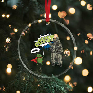 Funny Frog Protest Comic Graphic Crystal Glass Ornament Ribbit Resist Stand Against - Print Your Wear